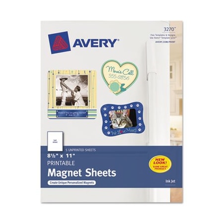 Avery Dennison Avery, PRINTABLE MAGNET SHEETS, 8.5 X 11, WHITE, 5PK 3270